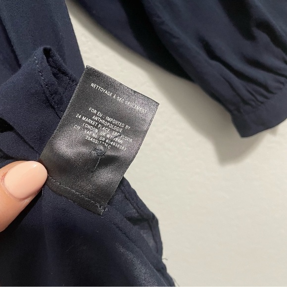 Anthropologie Vanessa Virginia Blouse Peasant Button Down High Low Womens 2 S XS - Picture 9 of 14